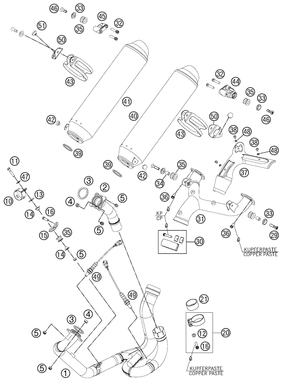 Sprängskiss: Exhaust System – KTM 990 SUPERMOTO R 2011