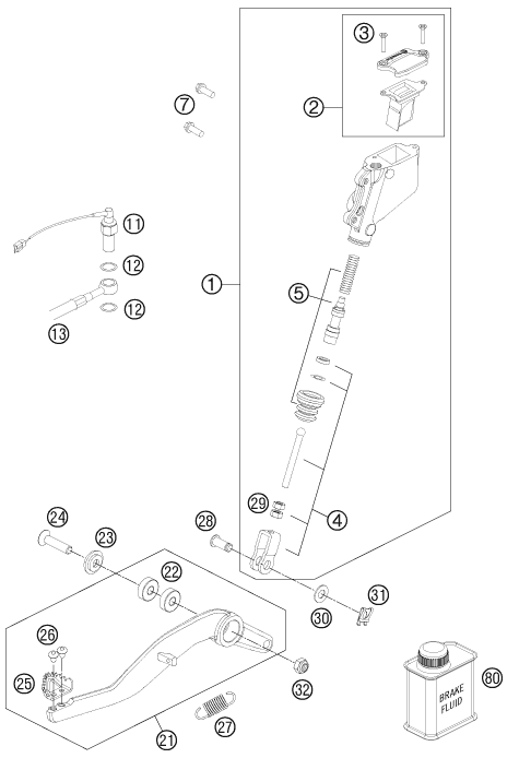 Sprängskiss: Rear Brake Control – KTM 990 Supermoto R 2011