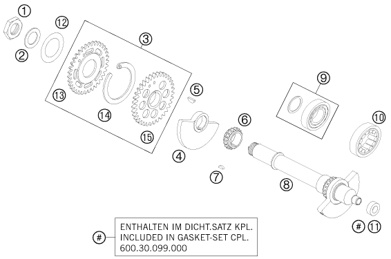 Sprängskiss: Balancer Shaft – KTM 990 SUPERM. T BLACK ABS 2011