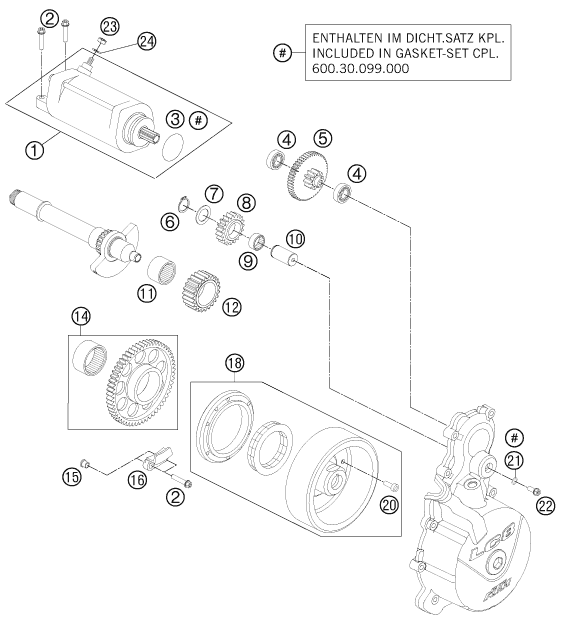 Sprängskiss: Electric Starter – KTM 990 SUPERM. T BLACK ABS 2011