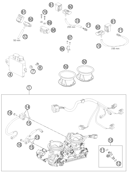 Sprängskiss: Throttle Body – KTM 990 SUPERM. T BLACK ABS 2011
