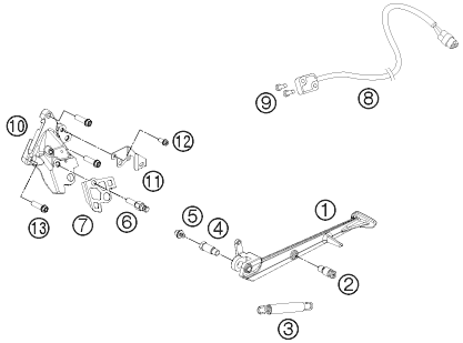 Sprängskiss: Side / Center Stand – KTM 1190 RC8 R BLACK 2011