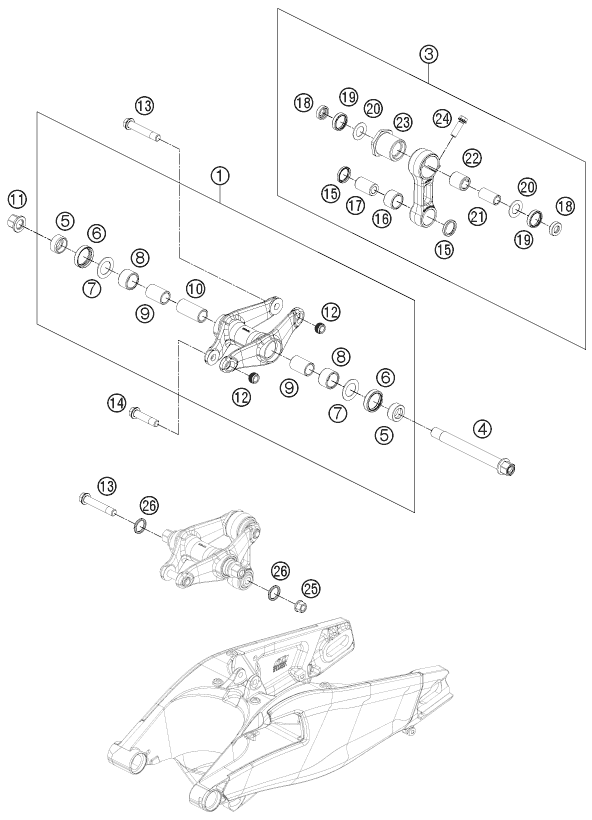 Sprängskiss: Pro Lever Linking – KTM 1190 RC8 R BLACK 2011