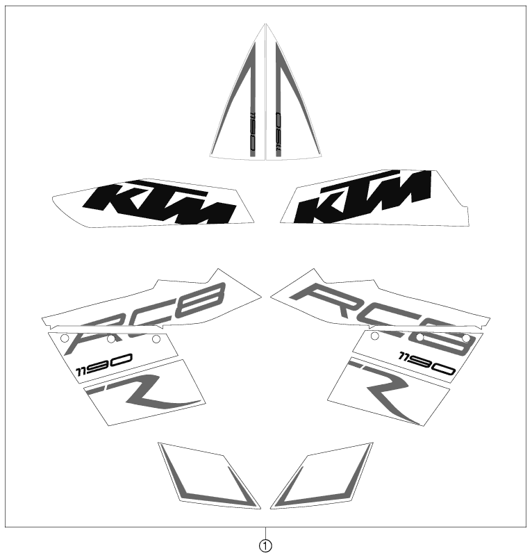 Sprängskiss: Decal – KTM 1190 RC8 R BLACK 2011