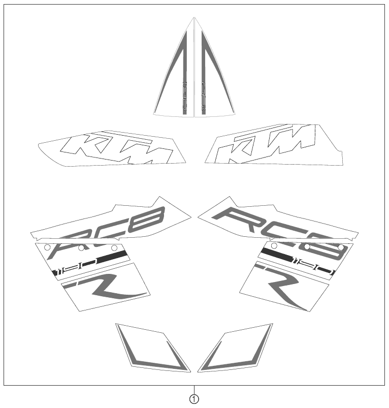 Sprängskiss: Decal – KTM 1190 RC8 R WHITE 2011