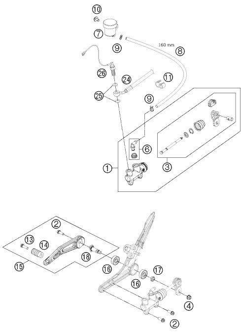 Sprängskiss: Rear Brake Control – KTM 1190 RC8 R BLACK 2011