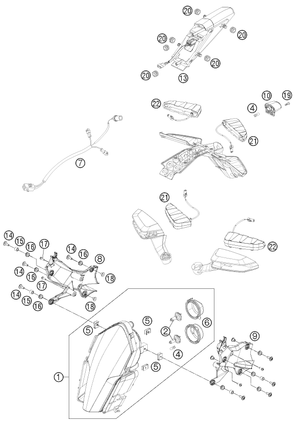 Sprängskiss: Lighting System – KTM 1190 RC8 R WHITE 2014