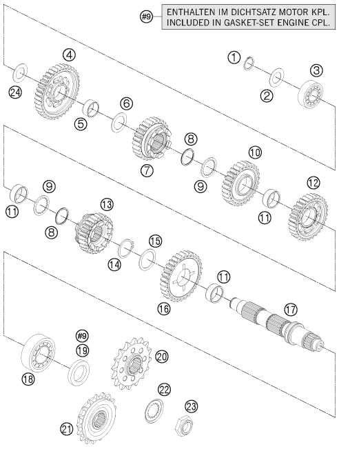 Sprängskiss: Transmission II - Countershaft – KTM 1190 RC8 R BLACK 2011
