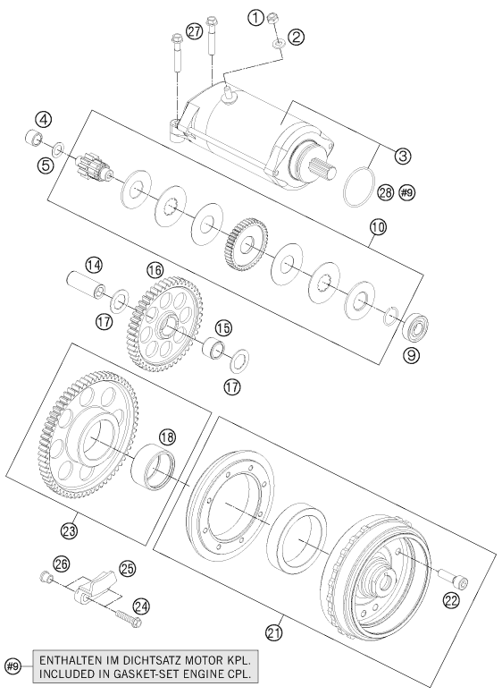 Sprängskiss: Electric Starter – KTM 1190 RC8 R BLACK 2011