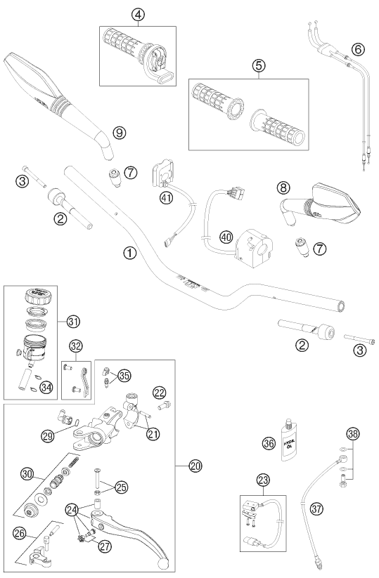 Sprängskiss: Handlebar, Controls – KTM 690 DUKE R 2011