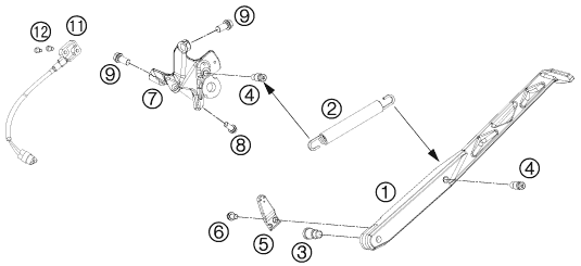 Sprängskiss: Side / Center Stand – KTM 690 DUKE R 2011
