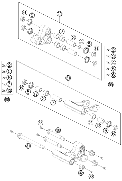 Sprängskiss: Pro Lever Linking – KTM 690 DUKE R 2011
