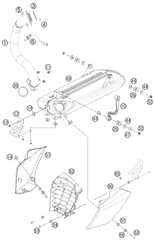 Sprängskiss: Exhaust System – KTM 690 DUKE R 2011