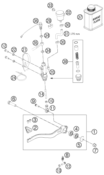 Sprängskiss: Rear Brake Control – KTM 690 DUKE R 2011