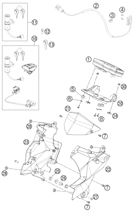 Sprängskiss: Instruments / Lock System – KTM 690 DUKE R 2011