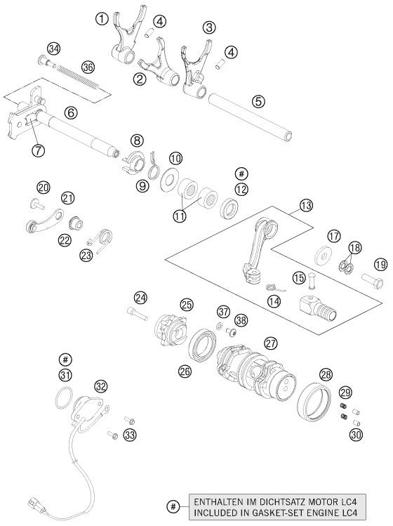 Sprängskiss: Shifting Mechanism – KTM 690 DUKE BLACK 2011