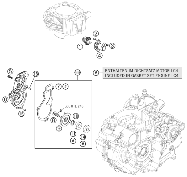Sprängskiss: Water Pump – KTM 690 DUKE WHITE ABS 2015