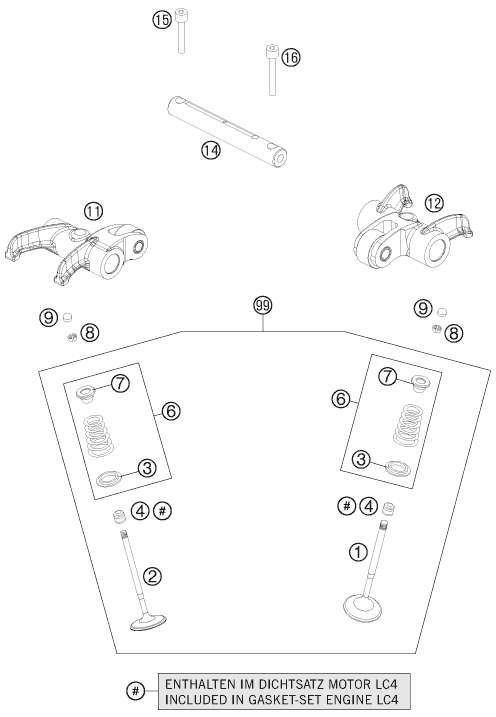Sprängskiss: Valve Drive – KTM 690 DUKE WHITE ABS 2015