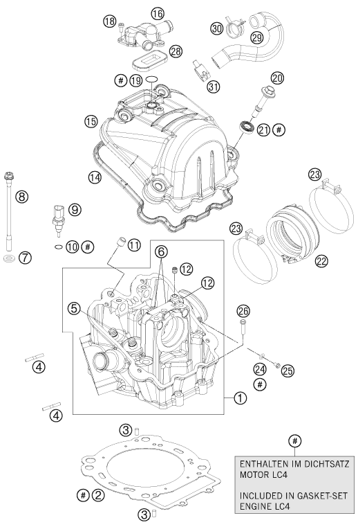 Sprängskiss: Cylinder Head – KTM 690 DUKE BLACK 2011