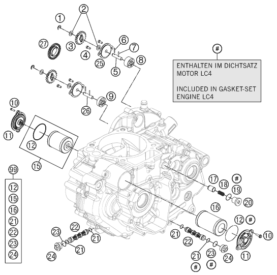 Sprängskiss: Lubricating System – KTM 690 DUKE BLACK 2011