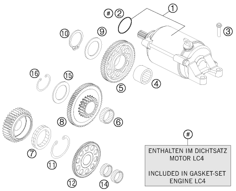 Sprängskiss: Electric Starter – KTM 690 DUKE BLACK 2011
