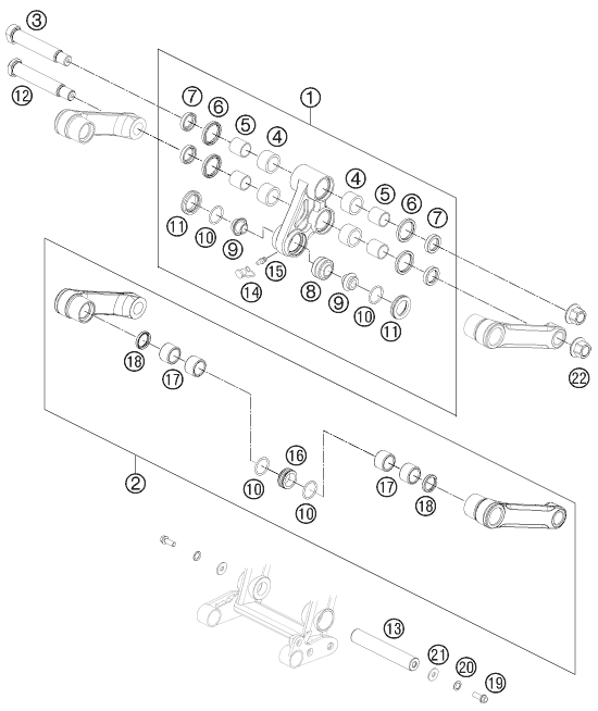 Sprängskiss: Pro Lever Linking – KTM 450 RALLY FACTORY REPLICA