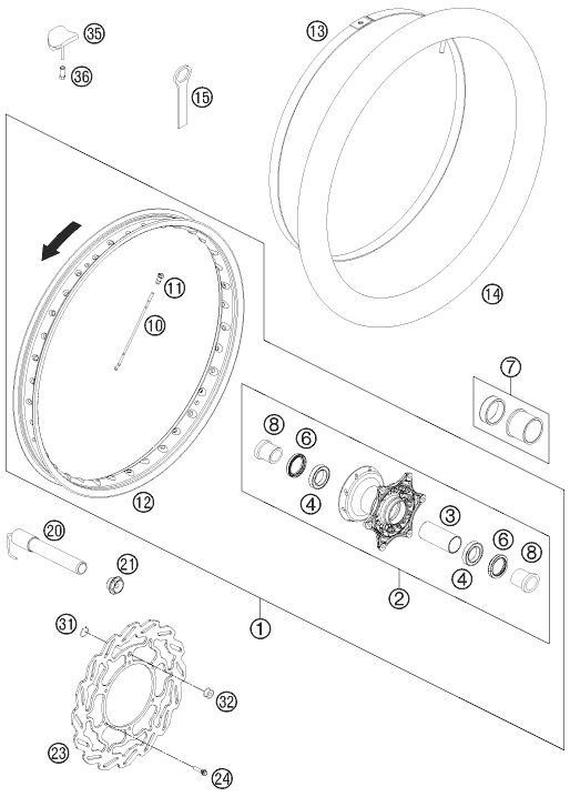 Sprängskiss: Front Wheel – KTM 450 RALLY FACTORY REPLICA