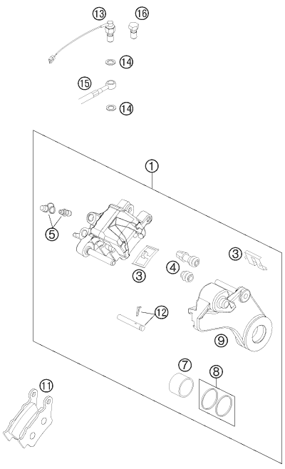 Sprängskiss: Rear Brake Caliper – KTM 450 RALLY FACTORY REPLICA