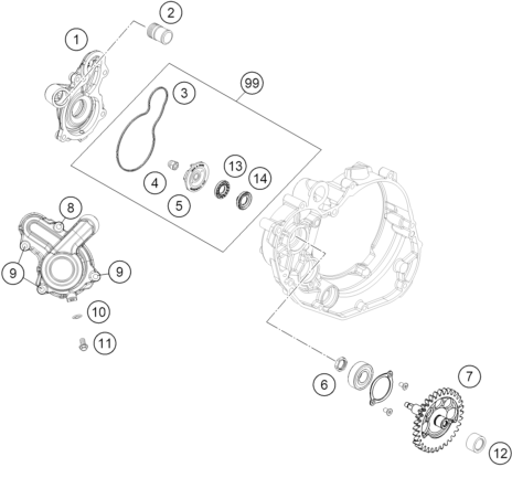 Sprängskiss: Water Pump – KTM 450 RALLY FACTORY REPLICA