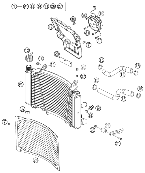 Sprängskiss: Cooling System – KTM 450 RALLY FACTORY REPLICA