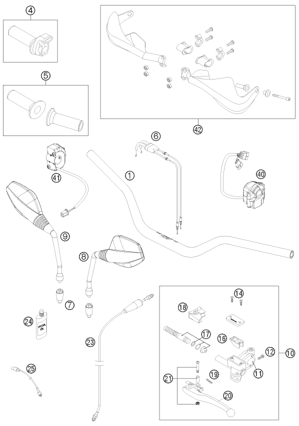 Sprängskiss: Handlebar, Controls – KTM 690 ENDURO R 2011