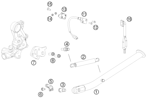 Sprängskiss: Side / Center Stand – KTM 690 ENDURO R 2013