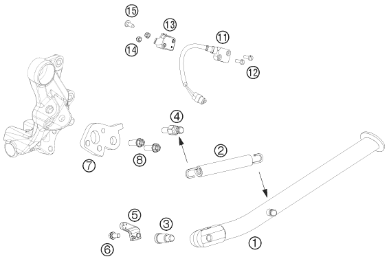 Sprängskiss: Side / Center Stand – KTM 690 SMC 2011
