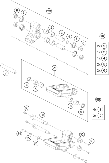 Sprängskiss: Pro Lever Linking – KTM 690 ENDURO R 2013