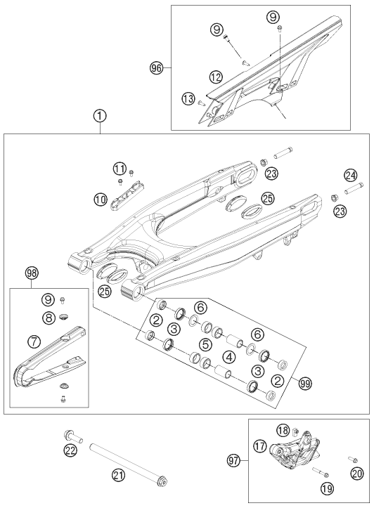 Sprängskiss: Swing Arm – KTM 690 ENDURO R 2013