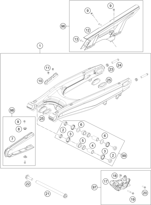 Sprängskiss: Swing Arm – KTM 690 ENDURO R ABS 2016