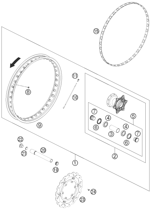 Sprängskiss: Front Wheel – KTM 690 ENDURO R 2013