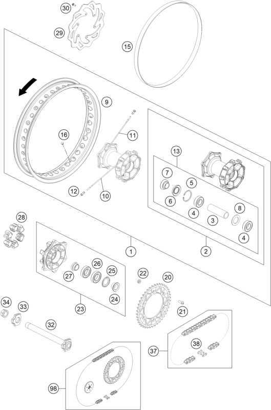 Sprängskiss: Rear Wheel – KTM 690 ENDURO R 2013