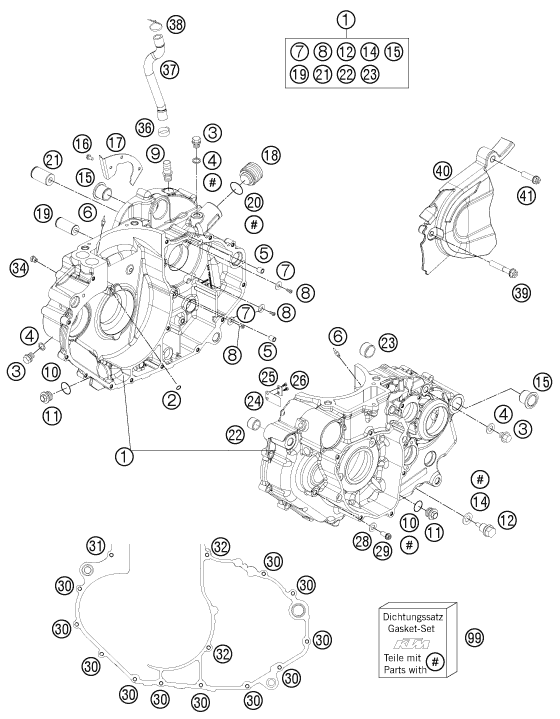 Sprängskiss: Engine Case – KTM 690 ENDURO R 2013