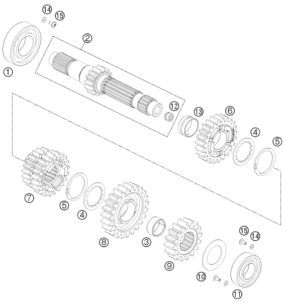 Sprängskiss: Transmission I - Main Shaft – KTM 690 SMC 2011
