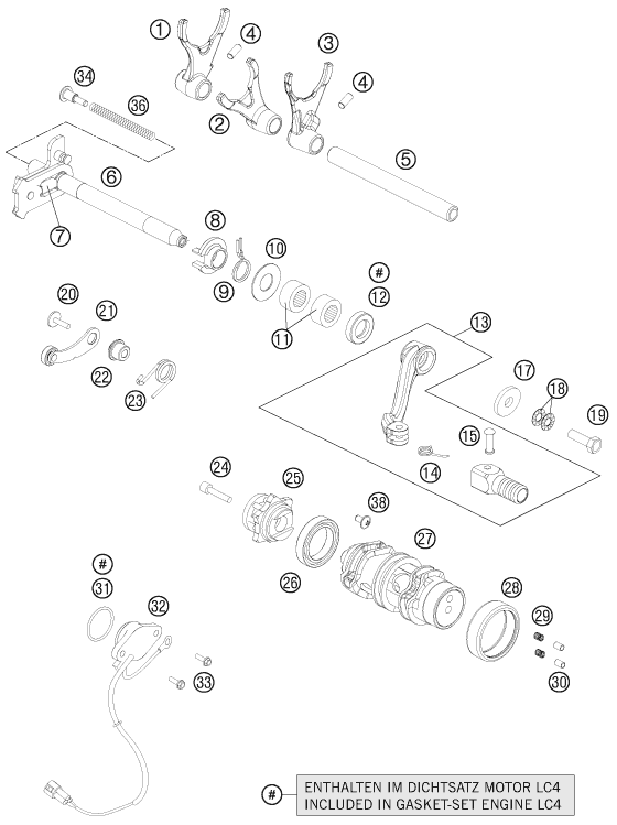 Sprängskiss: Shifting Mechanism – KTM 690 ENDURO R 2013
