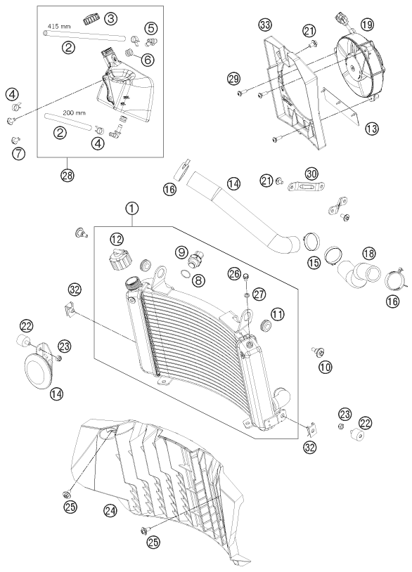 Sprängskiss: Cooling System – KTM 690 SMC 2011