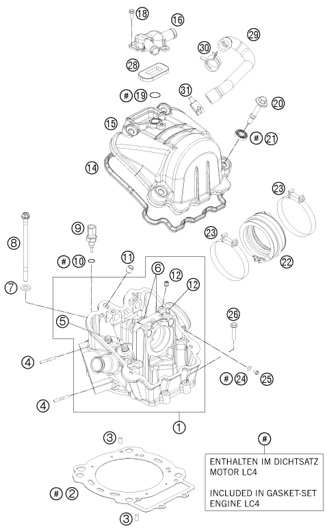 Sprängskiss: Cylinder Head – KTM 690 SMC 2011
