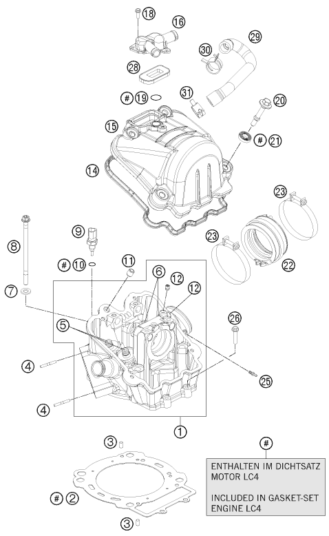 Sprängskiss: Cylinder Head – KTM 690 ENDURO R 2013