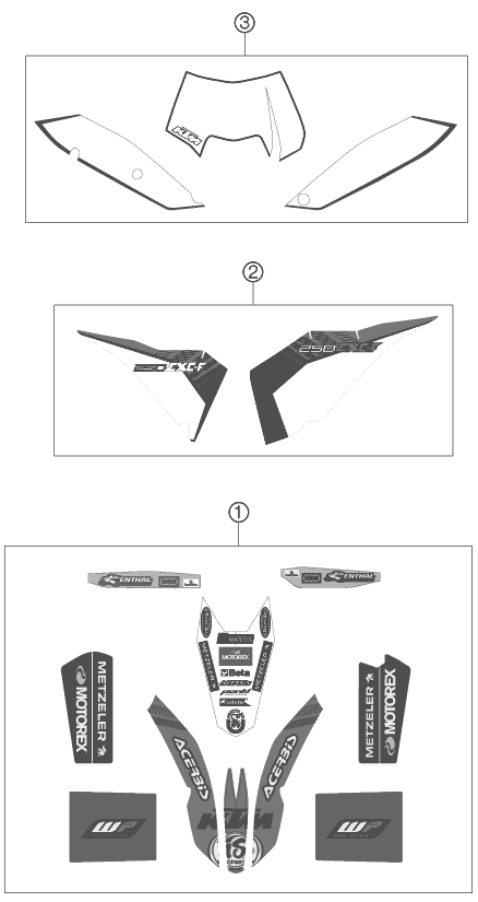 Sprängskiss: Decal – KTM 250 EXC-F FACTORY EDIT. 2011