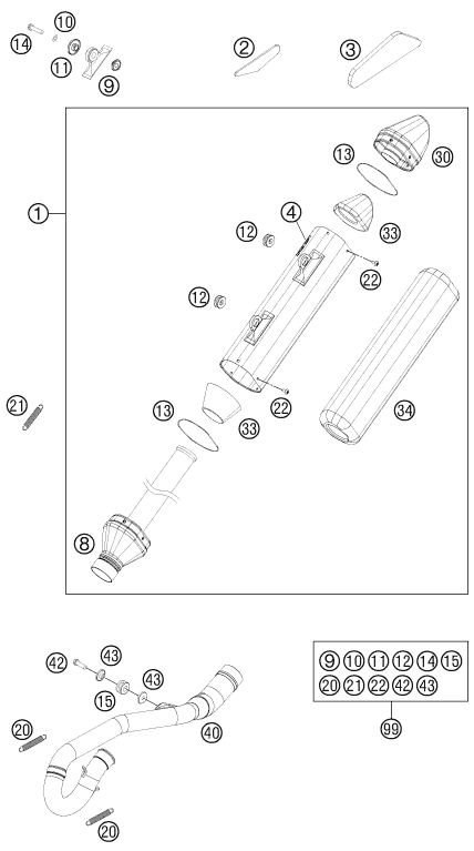Sprängskiss: Exhaust System – KTM 250 SX-F 2012