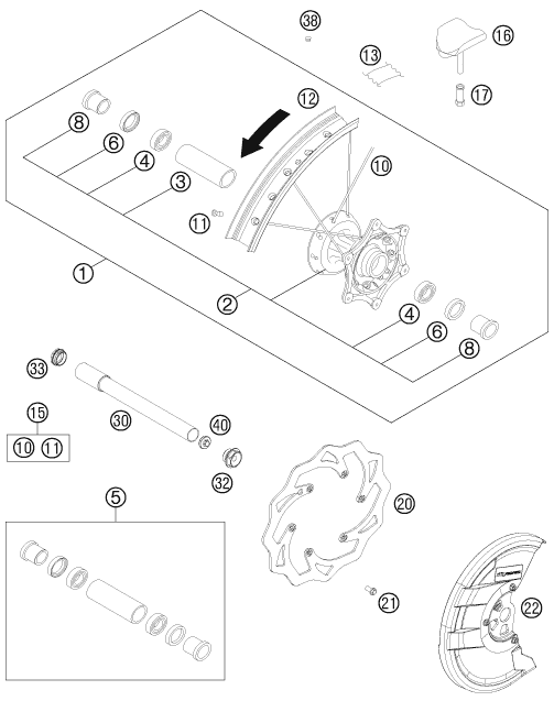 Sprängskiss: Front Wheel – KTM 450 SX-F FACT.REPL. 2012