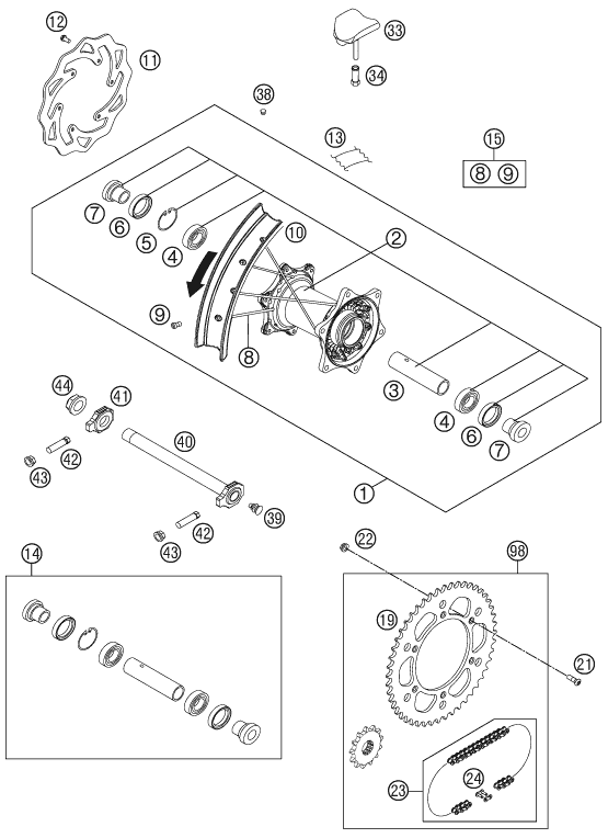Sprängskiss: Rear Wheel – KTM 350 XC-F 2011