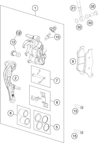 Sprängskiss: Front Brake Caliper – KTM 250 SX 2026