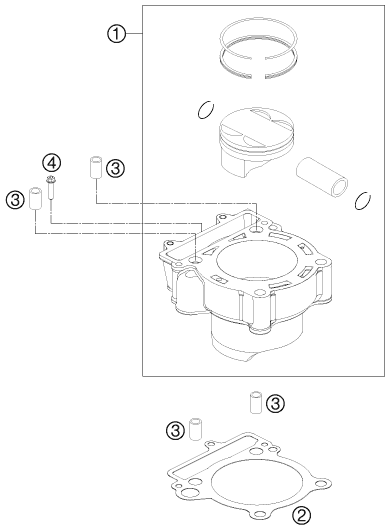 Sprängskiss: Cylinder – KTM 250 XCF-W 2012